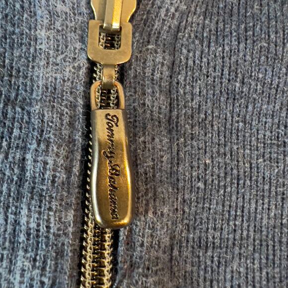 Tommy Bahama 1/4 Zip Men's XL High Neck Sweater Reversible Blue & Brown Contrast - Picture 3 of 13